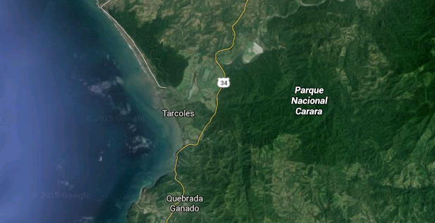 Map showing Carara area