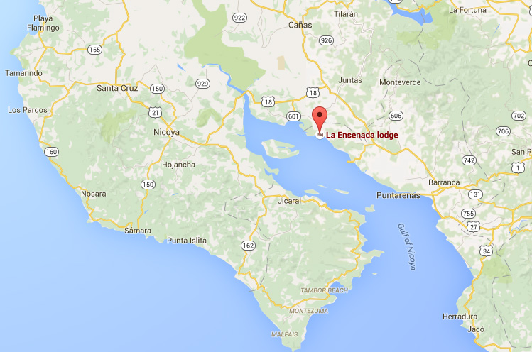 Map showing La Ensenada Lodge