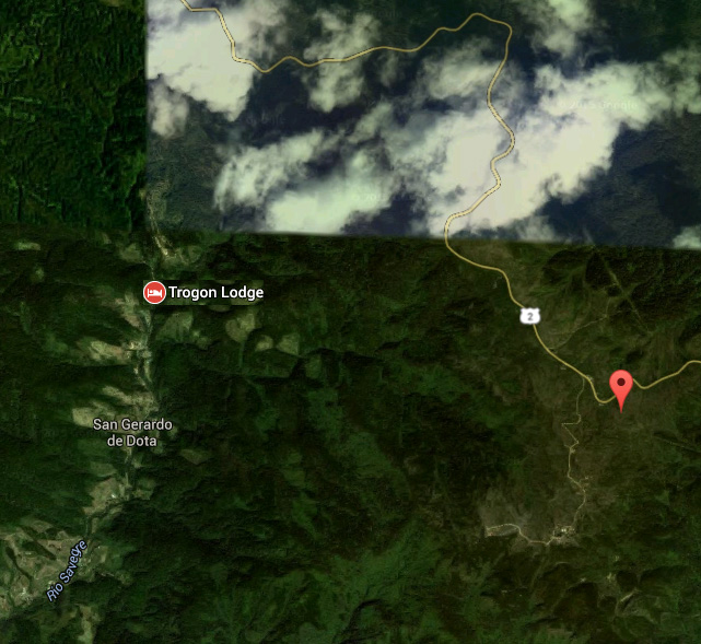 Map of Savegre River Valley, Trogan Lodge and Cerro de la Muerte